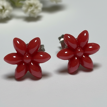 Red Flower Studs