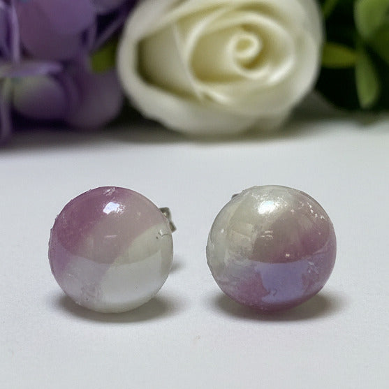 Lilac, pink and white Glass dots Studs