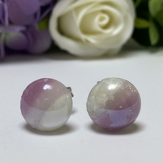 Lilac, pink and white Glass dots Studs