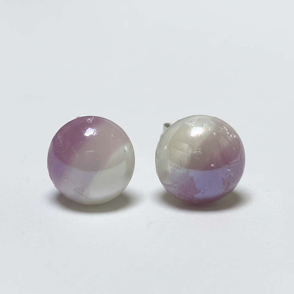 Lilac, pink and white Glass dots Studs