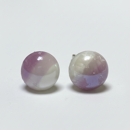 Lilac, pink and white Glass dots Studs