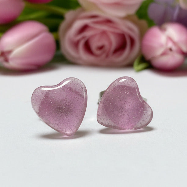 Pink Heart Stud Earrings