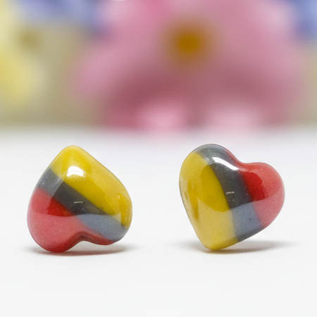 Orage, gray and Yellow Heart studs