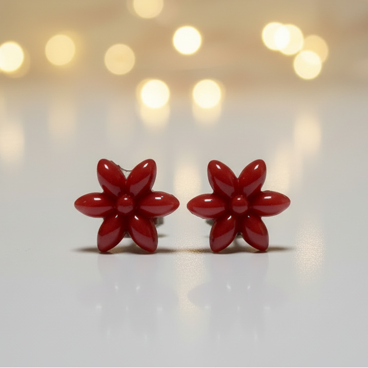 Red Flower Studs