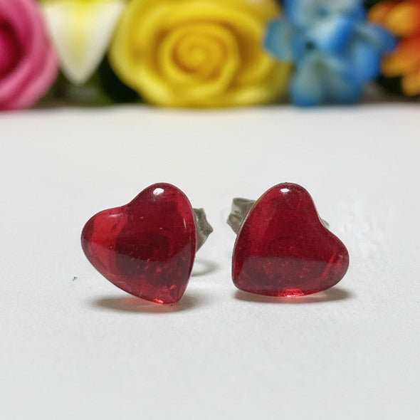 Red Heart Stud Earrings