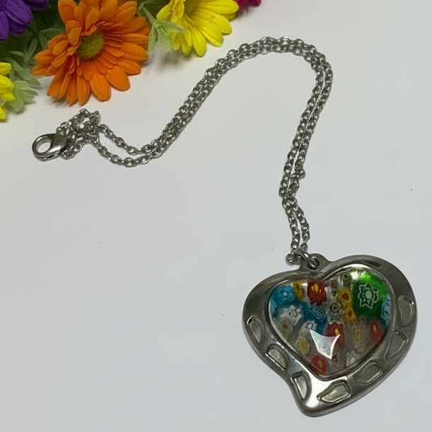 Millefiori Heart Necklace