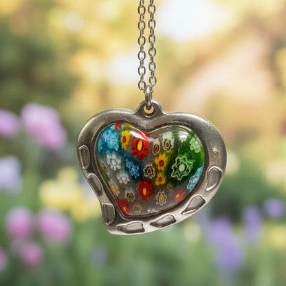Millefiori Heart Necklace