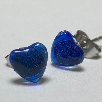 Blue Heart Stud Earrings