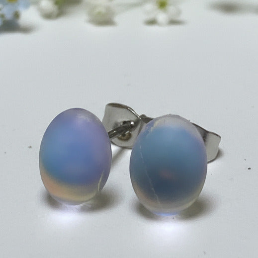 Frosted Mermaid Tears oval Studs
