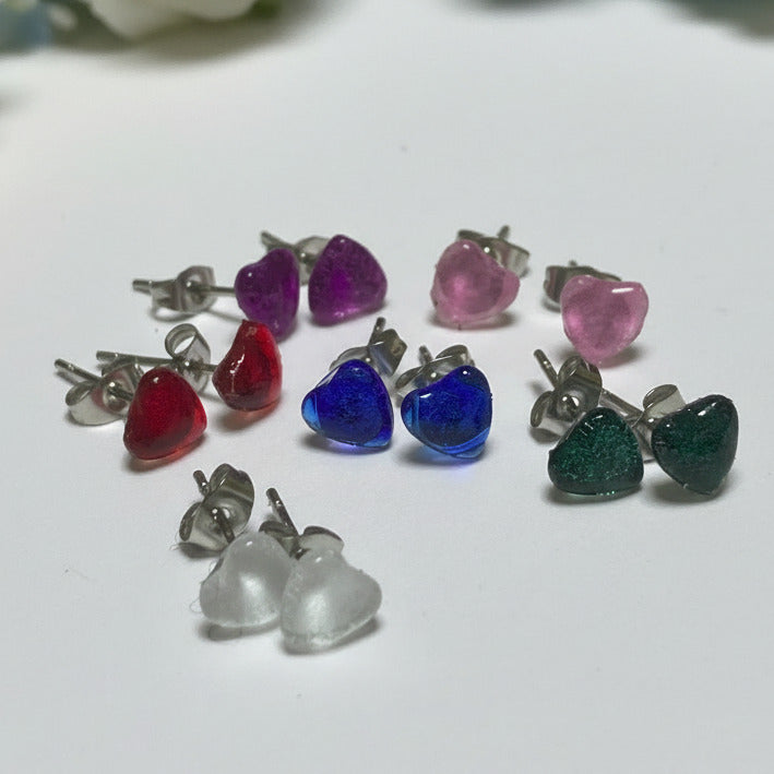 Blue Heart Stud Earrings