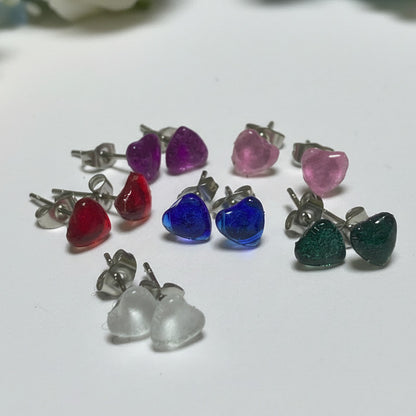 Blue Heart Stud Earrings