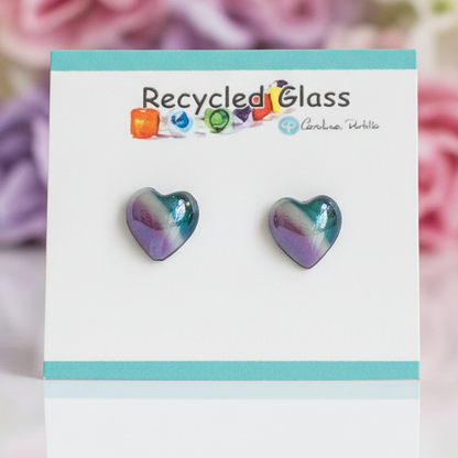 Purple Green Heart studs