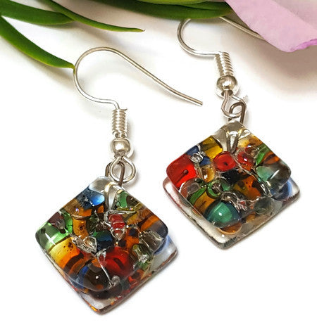 Murano Earrings  Royal Blue squares earrings