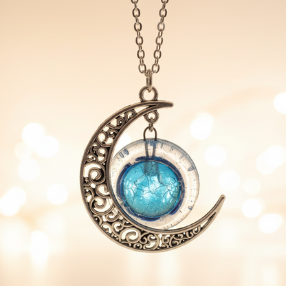 Blue moon recycled fused glass pendant  necklace
