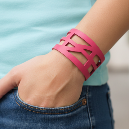 pink Reclaimed Leather wrist Band. The Self Empowering cuff Bracelet. Reurposed
