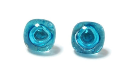 Post Earrings. Recycled glass Earrings. Turquoise Earrings Studs. Fused Glass Jewelry