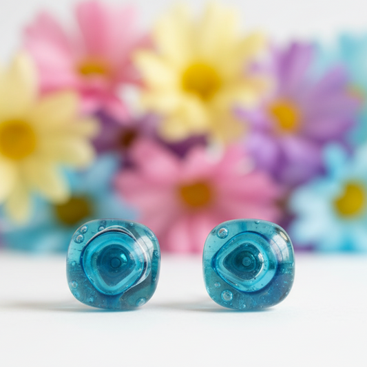 Post Earrings. Recycled glass Earrings. Turquoise Earrings Studs. Fused Glass Jewelry
