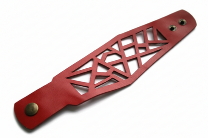 Barcelona Leather Cuff. Reclaimed Leather wrist band.  Red Leather Bracelet