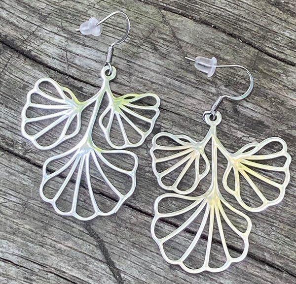 Minimalist Ginkgo Stainless steel Dangle Earrings