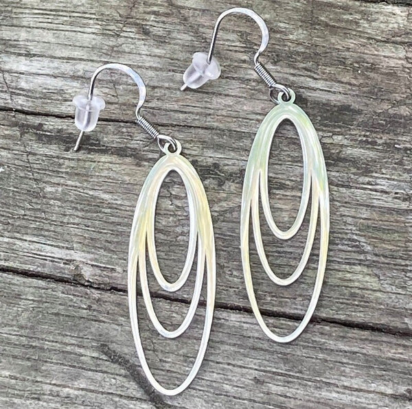 Oval Shaped Earrings, Lightweight Steel Earrings, Hypoallergenic Geometric Earrings