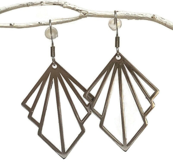 Chic geometric style. Stainless Steel drop earrings.