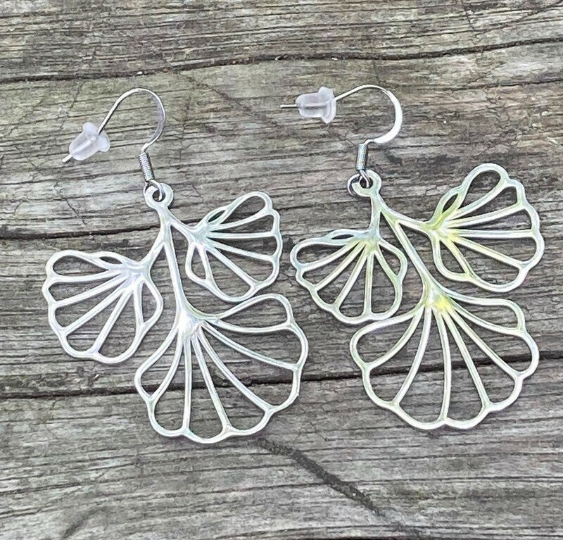 Minimalist Ginkgo Stainless steel Dangle Earrings