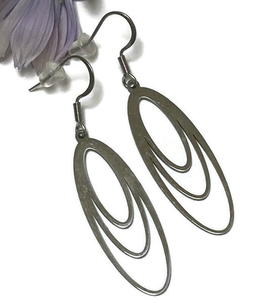 Oval Shaped Earrings, Lightweight Steel Earrings, Hypoallergenic Geometric Earrings