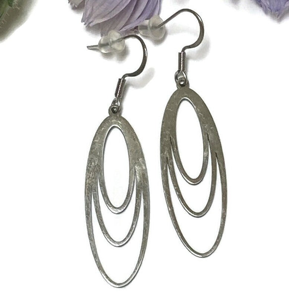 Oval Shaped Earrings, Lightweight Steel Earrings, Hypoallergenic Geometric Earrings