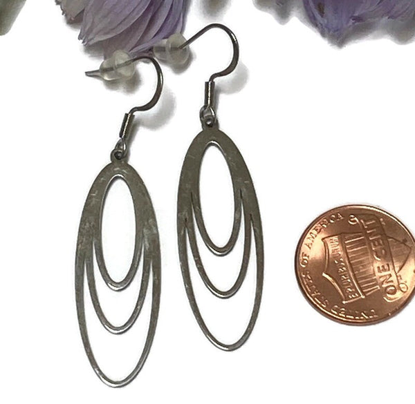 Oval Shaped Earrings, Lightweight Steel Earrings, Hypoallergenic Geometric Earrings