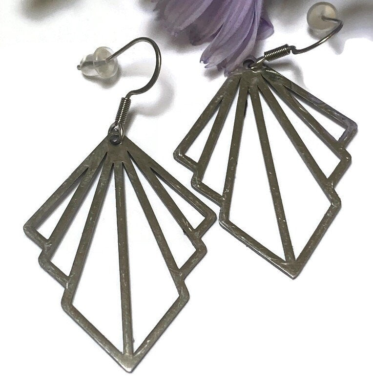 Chic geometric style. Stainless Steel drop earrings.