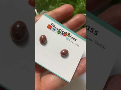 Terracotta Glass oval dots Studs