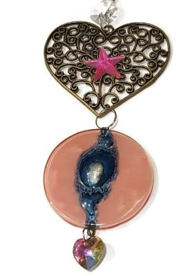 Pink and blue heart Medallion ornament