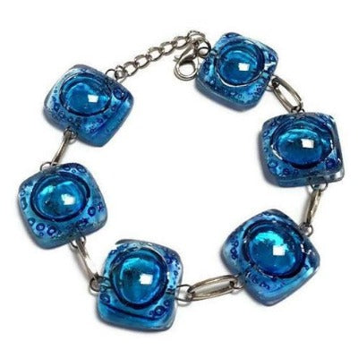 Recycled Fused Glass Blue Bracelet