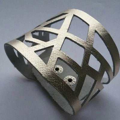Platinum Barcelona Leather Cuff. Leather Wrist cuff. Wrist Band. Cuff Bracelet. Leather Bracelet - Handmade Recycled Glass Jewelry 