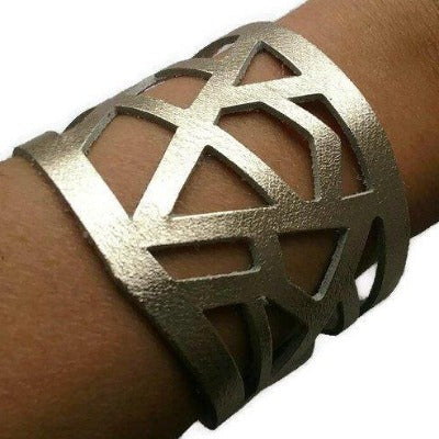 Platinum Barcelona Leather Cuff. Leather Wrist cuff. Wrist Band. Cuff Bracelet. Leather Bracelet