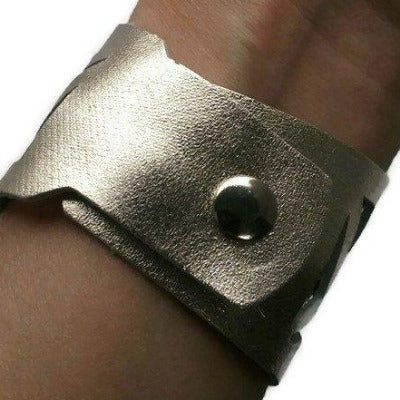 Platinum Barcelona Leather Cuff. Leather Wrist cuff. Wrist Band. Cuff Bracelet. Leather Bracelet