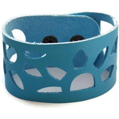 Reclaimed Leather wrist band. Sunflowers Cuff Bracelet - Handmade Recycled Glass Jewelry 
