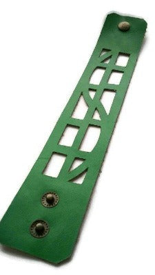 Green Leather "Self-Empowering" Wrist Band. Leather Cuff Bracelet.
