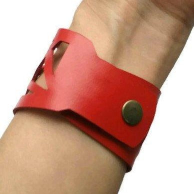 Barcelona Leather Cuff. Reclaimed Leather wrist band. Leather Bracelet - Handmade Recycled Glass Jewelry 