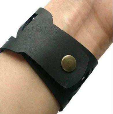 Black Leather Cuff.  Reclaimed Leather Bracelet. Black Barcelona Bracelet. Leather cuff bracelet - Handmade Recycled Glass Jewelry 