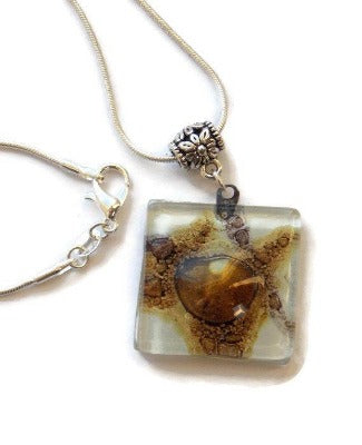 White, Brown and Purply Fused Glass pendant with lots of Bubble! Perfect Necklace, Easy to Match! - Handmade Recycled Glass Jewelry 