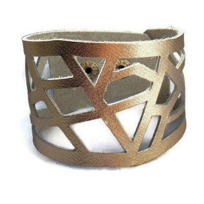 Platinum Barcelona Leather Cuff. Leather Wrist cuff. Wrist Band. Cuff Bracelet. Leather Bracelet - Handmade Recycled Glass Jewelry 