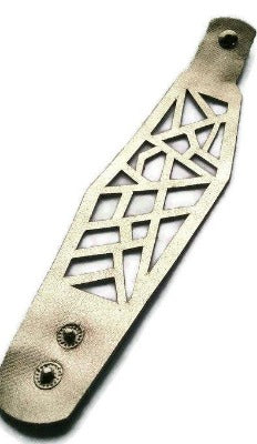 Platinum Barcelona Leather Cuff. Leather Wrist cuff. Wrist Band. Cuff Bracelet. Leather Bracelet - Handmade Recycled Glass Jewelry 