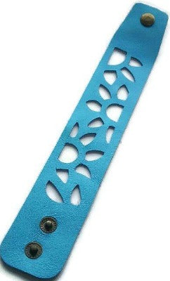 Reclaimed Leather wrist band. Sunflowers Cuff Bracelet