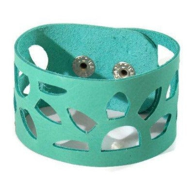 reclaimed Leather Cuff.... Sunflowers bracelet. Coloful Cuff!!