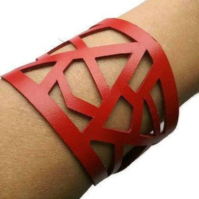 Barcelona Leather Cuff. Reclaimed Leather wrist band. Leather Bracelet - Handmade Recycled Glass Jewelry 