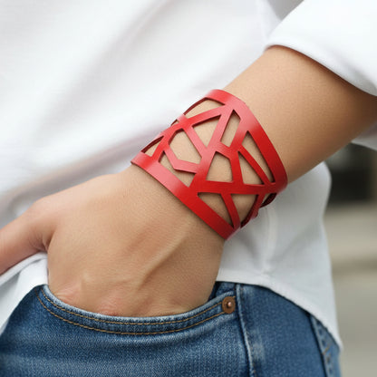 Barcelona Leather Cuff. Reclaimed Leather wrist band. Leather Bracelet - Handmade Recycled Glass Jewelry 