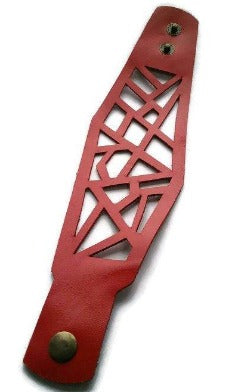 Barcelona Leather Cuff. Reclaimed Leather wrist band. Leather Bracelet - Handmade Recycled Glass Jewelry 