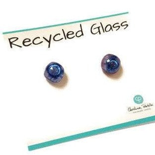 Small Post Lilac and Blue Earrings. Fused Glass Studs. Recycled Glass jewelry. Stud earrings