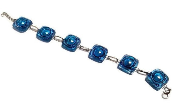 Recycled Fused Glass Blue Bracelet